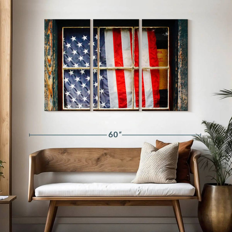Borges American Flag On Window, 32" H x 50" W