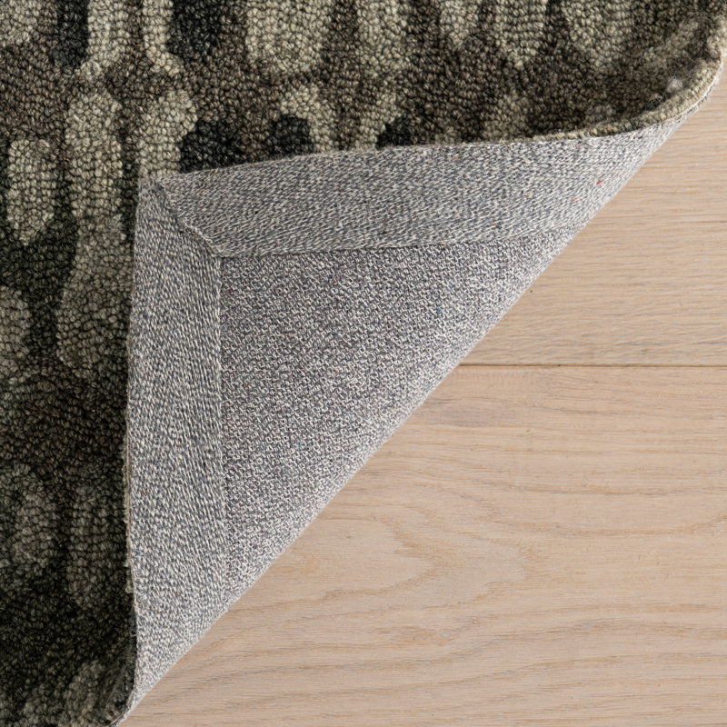 Paint Chip Hand Micro Hooked Wool Rug, Green, Rectangle 7'6" x 9'6"