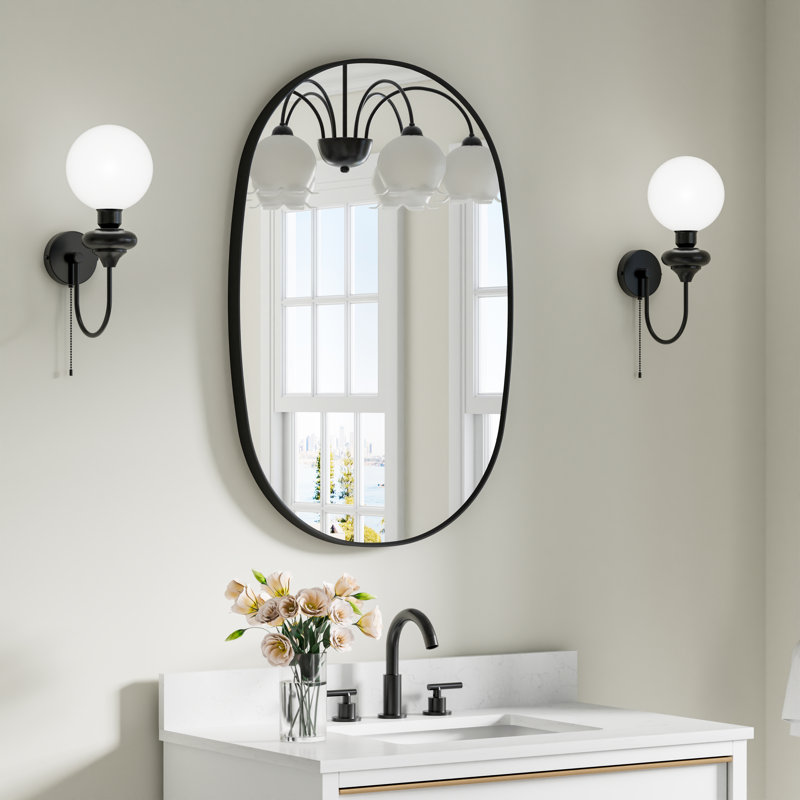 24 po X P 36 po Miroir mural de salle de bain H, Matte Black