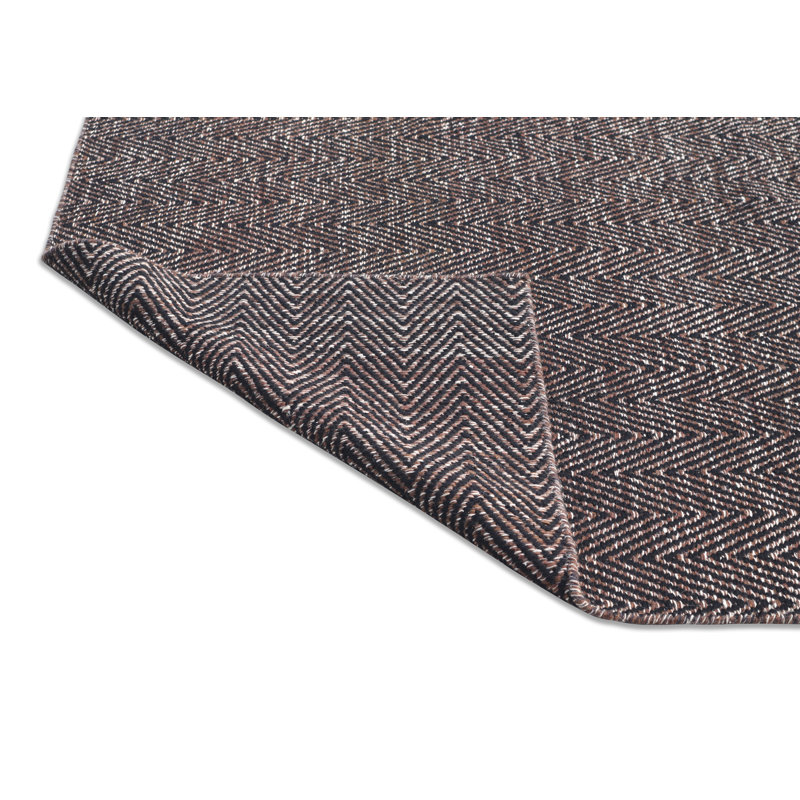 Coastal Chevron Handmade Flatweave Charcoal and Brown Wool Area Rug By Tufty Home, Rectangle 8' x 10'