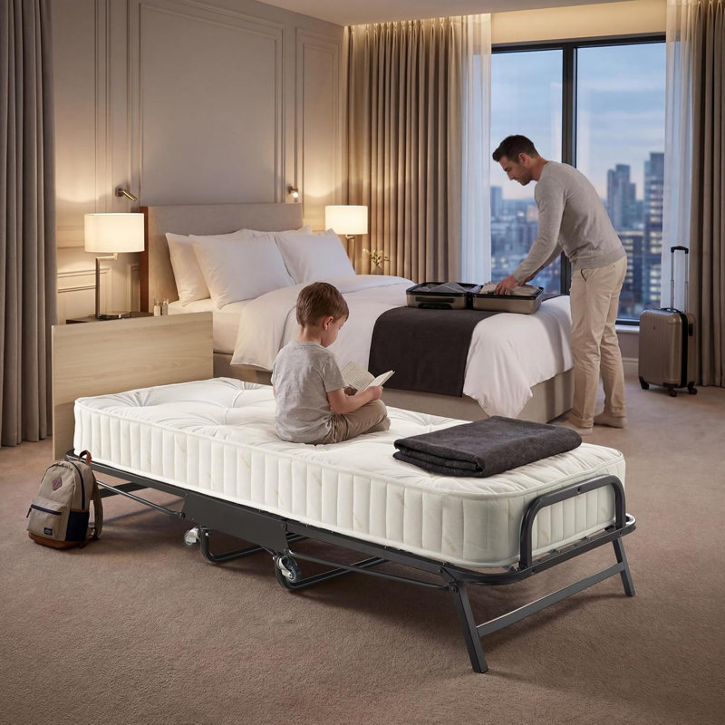 Jay-Be Crown Premier Folding Bed with Deep Sprung Mattress - Single with Storage Cover
