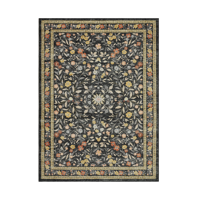 Tapis Boho, Noir, Rectangle 10 pi x 13 pi