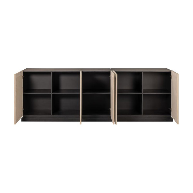 Nadir Light Wood and Black Geometric Pattern Sideboard