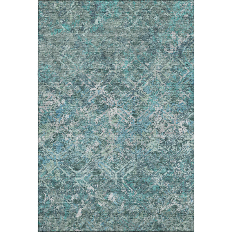 Premium Machine Washable Prisco Sage Rug, Rectangle 9' x 12'