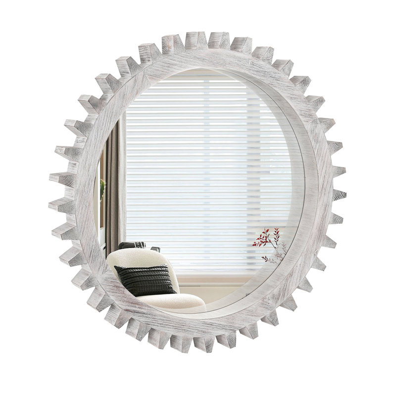 Miroir décoratif antique blanc en X de 26 po pour salle de bain, salon, hall d'entrée délavé, 26 po x 26 po