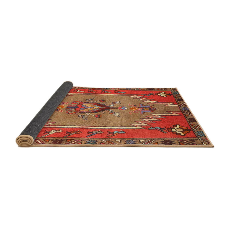 Tapis traditionnel rouge / brun, Rond 8 pi