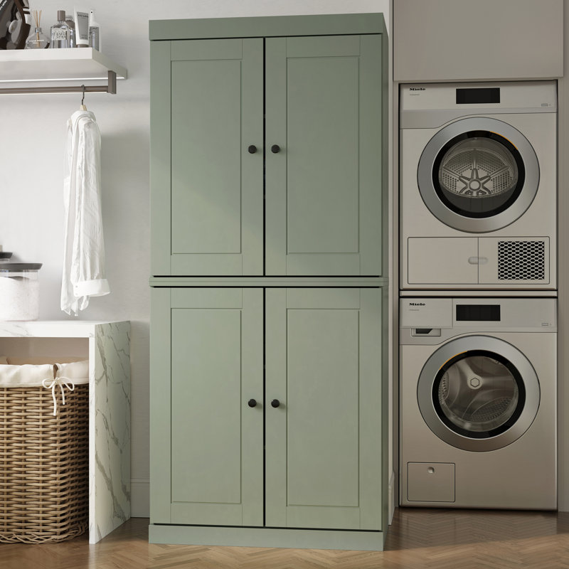 Armoire de rangement pour salle de bain et de buanderie 100% en bois massif Palace Imports, portes à panneaux surélevés, tablettes réglables, largeur 32 po, hauteur 71,5 po