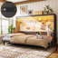 Lit escamotable double avec bureau, station de charge USB, gris foncé-123833715-123833718