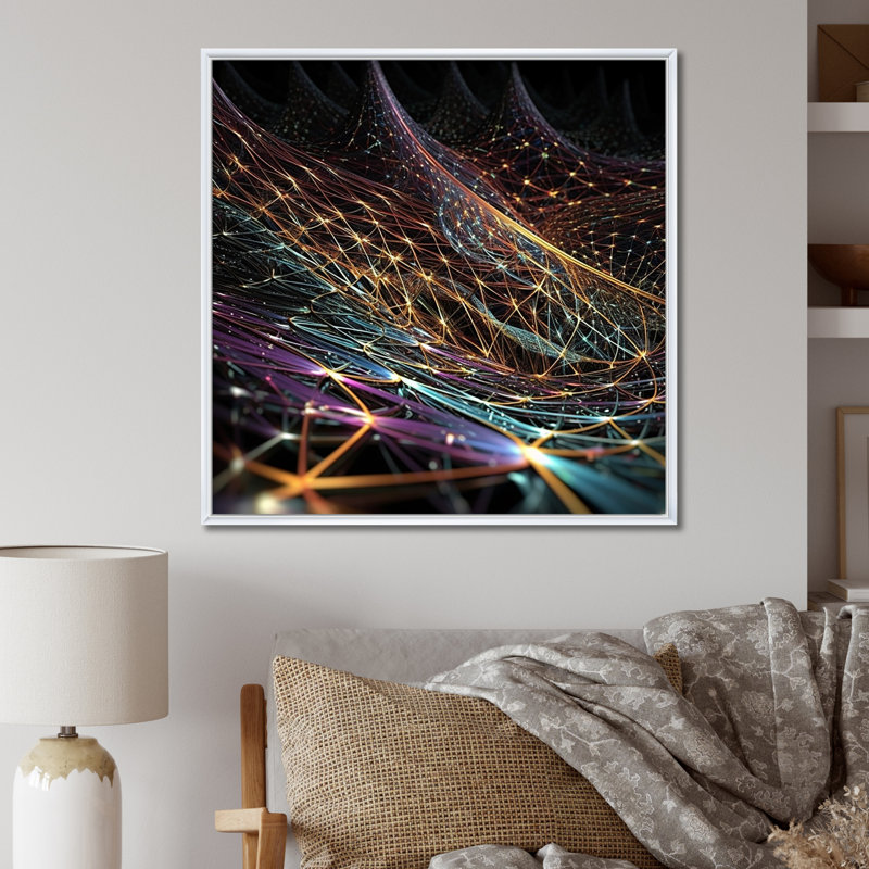 «Futuristic Infinity Matrix», art mural sur toile Fractals, H 36 po x l 36 po x P 1,5 po, Cadre flottant blanc