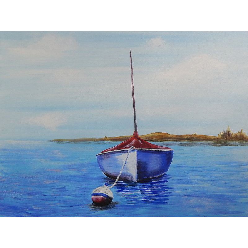 Impression «Voilier», H 18 po x l 24 po, Pas de tapis, Toile tendue