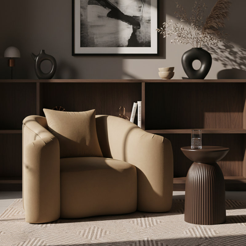 Chaise en velours Soyini, Velours brun clair