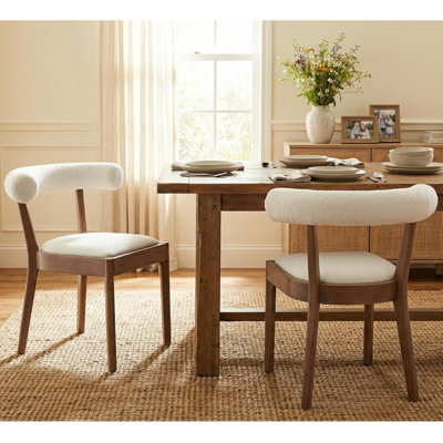 Chaises de cuisine rembourrées en lin de style moderne Mid-Century