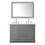 Meuble-lavabo double 48 po Avery en chêne miel, comptoir en marbre de culture de Carrare, lavabos carrés encastrés (1 trou), garniture en chrome poli-98214017-98214019-134315620
