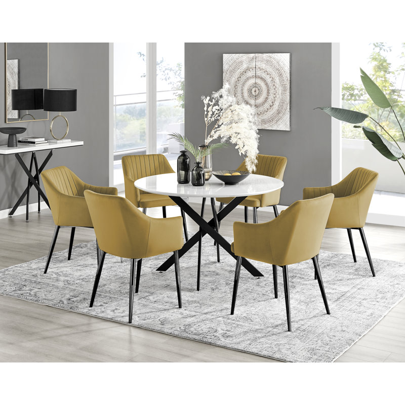 6 - Person Dining Set, Yellow/Black