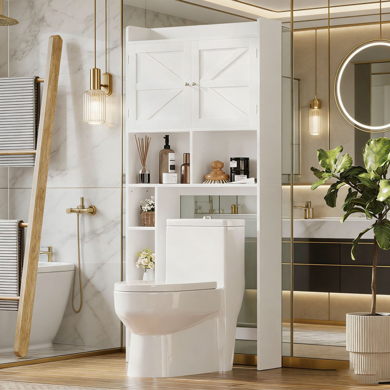 Armoire de rangement avec tablette réglable, portes doubles et tablettes ouvertes
