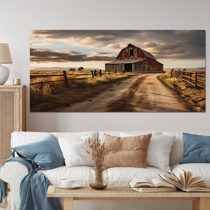 «Bentlei Barns Rustic Charm II», art mural granges, Toile tendue, H 28 po x l 60 po x P 1,5 po