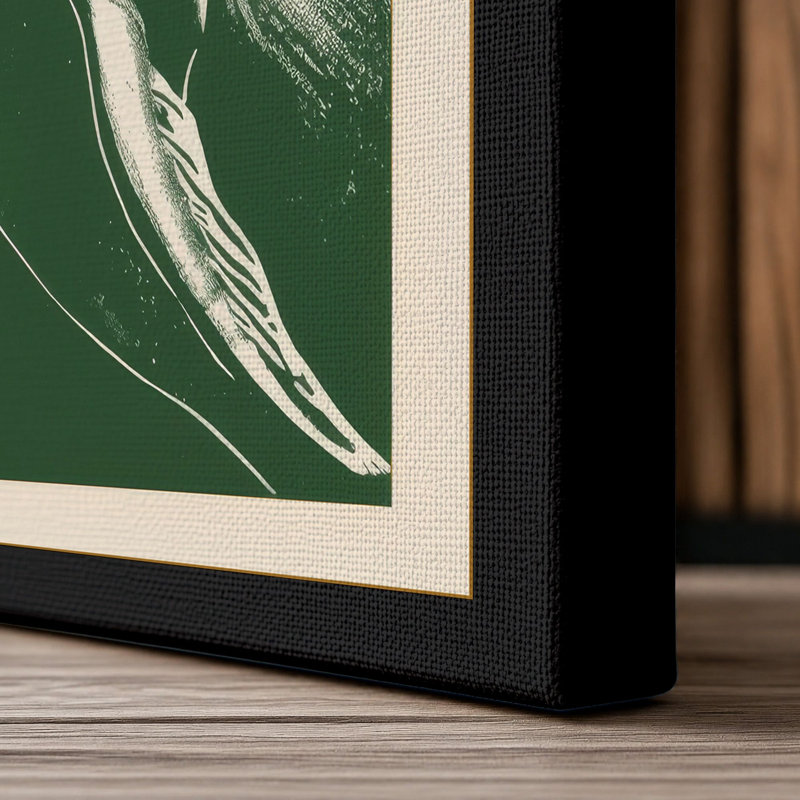 Graceful Seal Study Japandi - Wrapped Canvas, 30x20 - 76.2 x 50.8 cm, Black Border