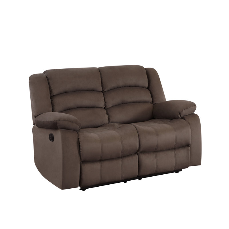 Aum 81'' Upholstered Reclining Sofa, Brown, 40" H x 60" W x 35" D