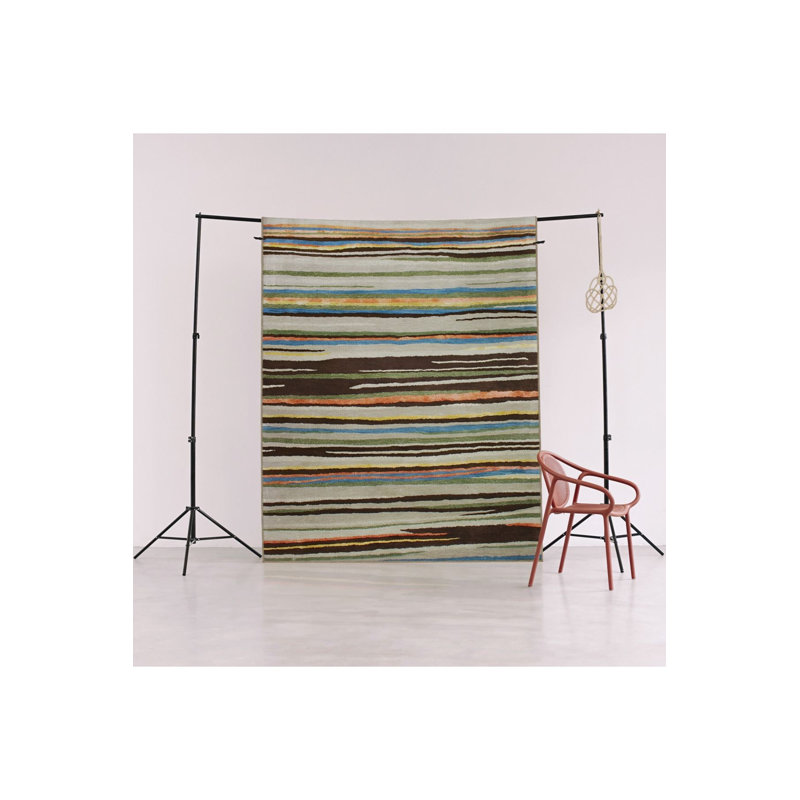 Multi Color Irregular Line Section Pattern Modern Decorative Machine Washable Area Rug, Rectangle 5'1" x 7'7"