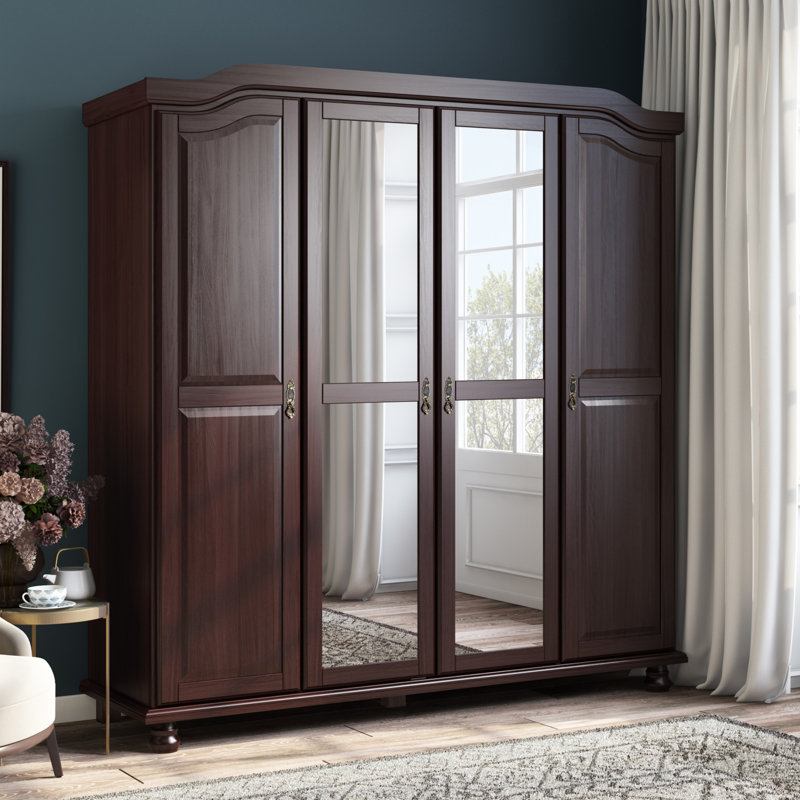 Armoire penderie 100% bois massif 4 portes Kyle, Java