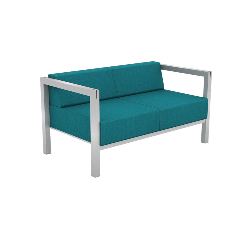 Causeuse à accoudoirs carrés 55 po Carlyle, Tissage uni palette paon Sunbrella®, Anodized Aluminum