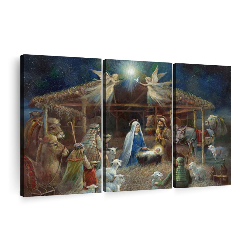 "La Nativité II" sur toile, H 36 po x l 57 po x P 1,25 po