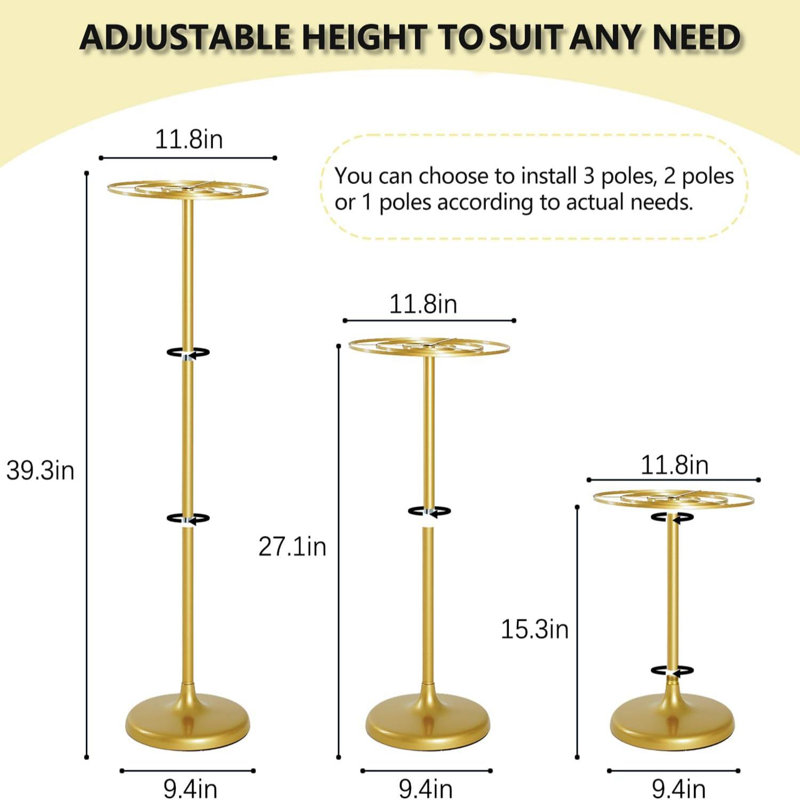2 pièces 2 pièces pour centre de table de mariage en métal doré 39,37 po