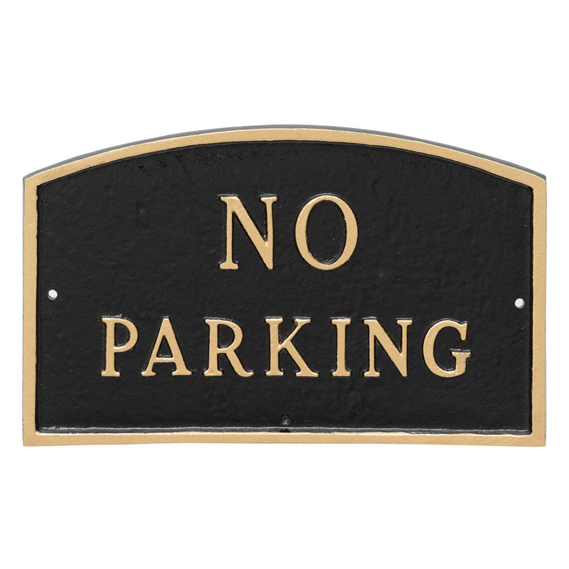 Aucune plaque de stationnement, Noir / or, H 5,5 po x l 9 po x P 0,25 po