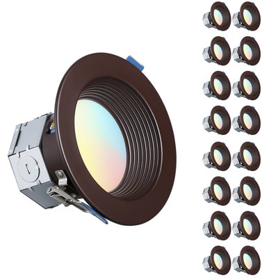 4" 5CCT Integrated LED Recessed Lighting, Dimmable Canless Ceiling Downlight, Deep Baffle Trim, Air Tight, IC Rated, Oil Rubbed Bronze