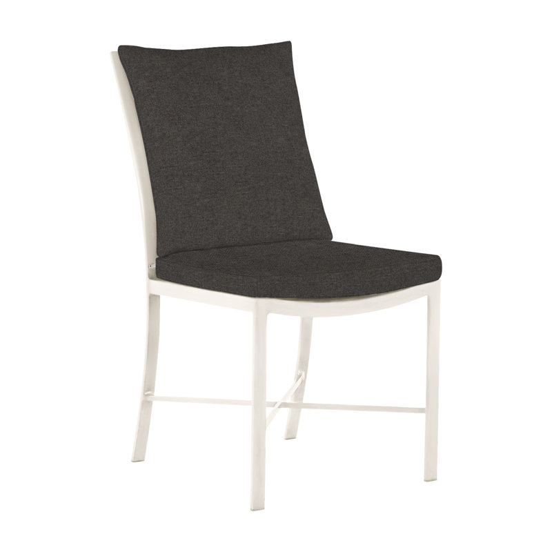 Monaco Patio Dining Side Chair with Cushions, No Welt, Slate Gray, Verona Fossil