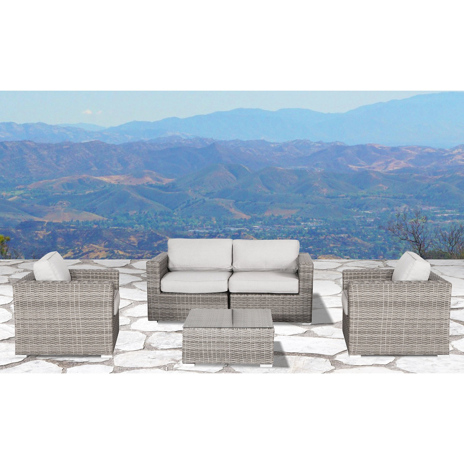 Estes 4-Person Sunbrella® Patio Seating Group, Olefin Gray Performance