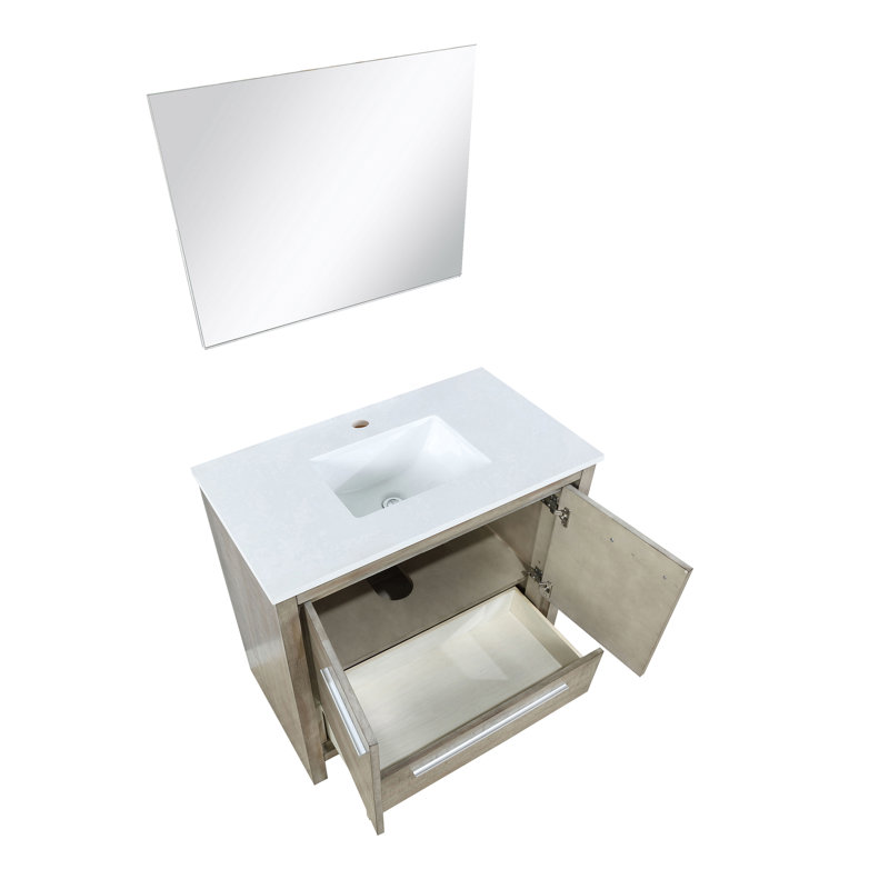 Lafarre 36" Single Bathroom Vanity Set, Rustic Acacia, White Cultured Marble