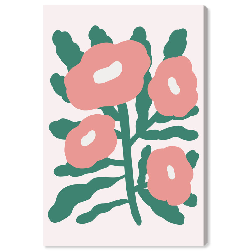 Blush Pink and Green Floral Canvas Wall Art, 10" x 15"