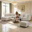 Canapé modulaire réversible 7 pièces 7 pièces beige (deux fauteuils d'angle)