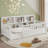 A Twin-Sized Wooden Floor Bed With A Fence-Style Guardrail, Side Storage Decorative Function, And The Color Is White-1535626900-1535626902