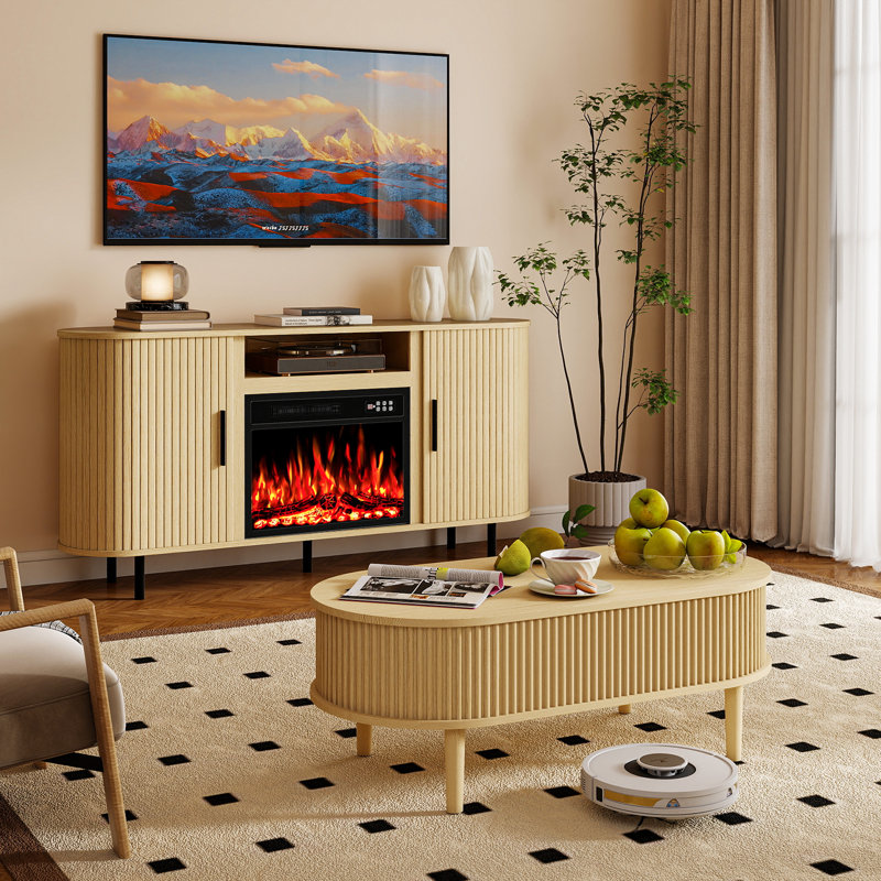 39" Fluted Lift Top Coffee Table, Natural