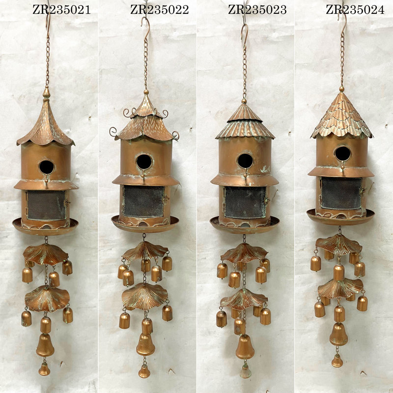 Maison d'oiseaux et mangeoire en fer 43 "avec carillons Wind Haven