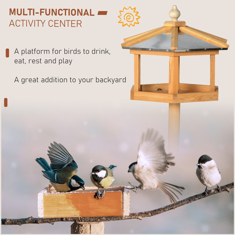 Wood Freestanding Gazebo Bird Feeder