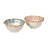 Hand-Painted Stoneware Octagon Shaped Bowls With Pattern And Bamboo Style Rim