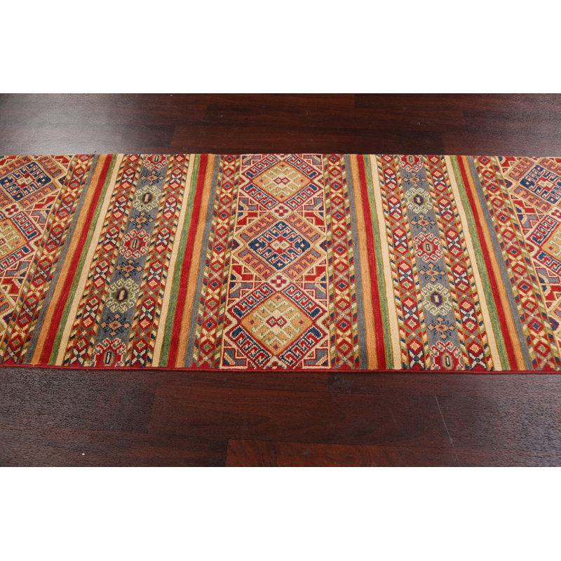 Tapis de couloir unique en laine noué à la main 2 pi 7 po x 9 pi 10 po New Age