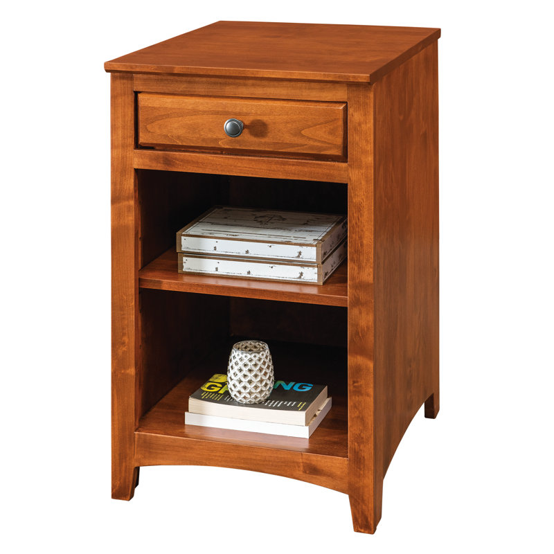 Rangement de bureau en bois massif Malani, Cerise antique