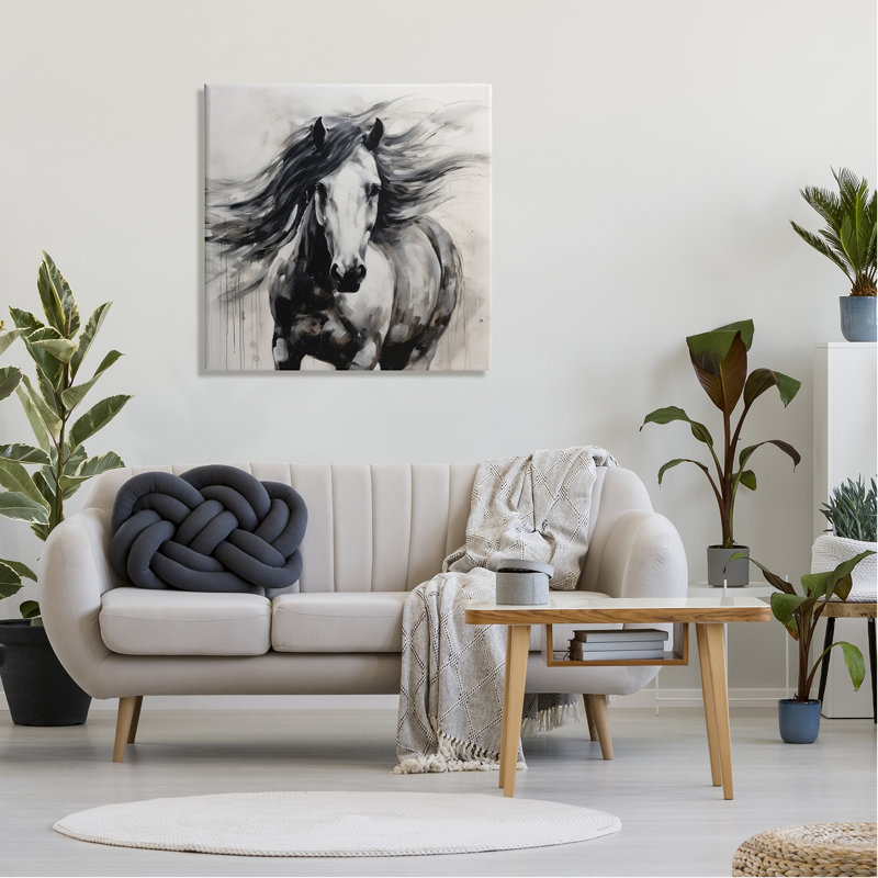 az-078-Canvas Black Horse Abstraction par Irena Orlov, reproduction d'art sur toile tendue, H 30 po x l 30 po