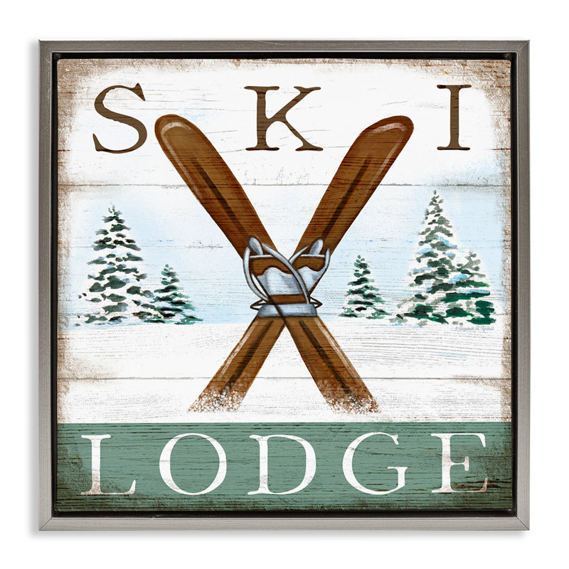 Enseigne de chalet de ski rustique, Cadre flottant gris lustré, H 25 po x l 25 po