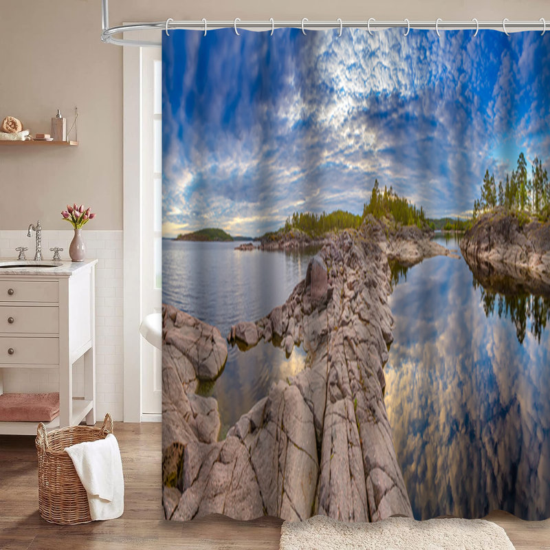 Rideau de douche avec 12 crochets, L 72 po x l 72 po