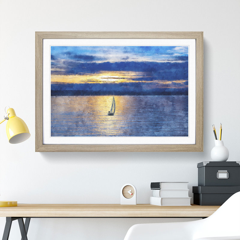 Sailing Boat Vol.1 - Framed Print, 27cm H x 36cm W x 2cm D, Oak Framed