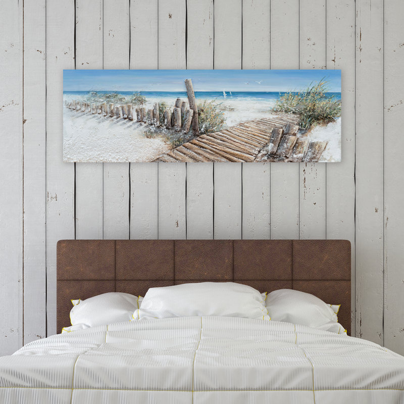 Sur la plage - peinture panoramique sur toile tendue