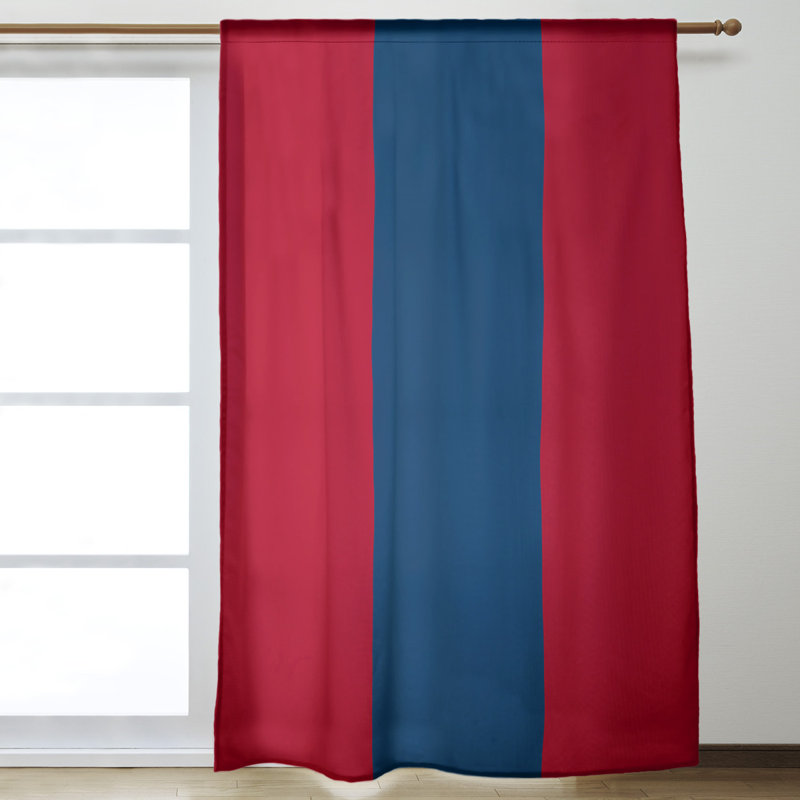 Mississippi Rebellion Sateen Room Darkening Curtain Single Panel, Red/Navy Blue/Red
