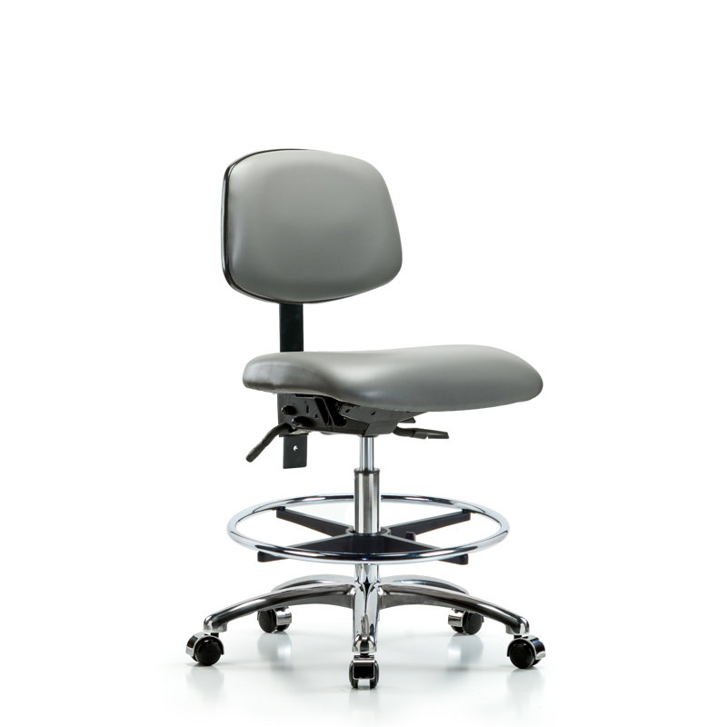 Chaise de travail Latissa, Non, Gris clair, Roulettes