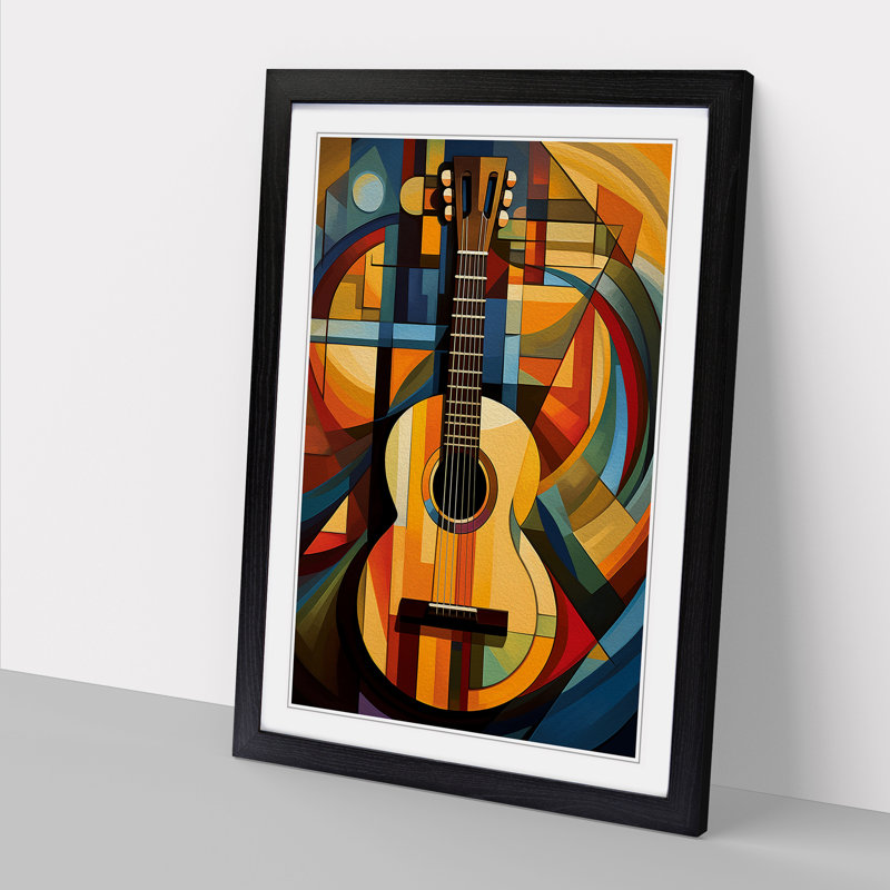 Acoustic Guitar Orphism No.2 - Framed Print, 34cm H x 25cm W x 2cm D, Black