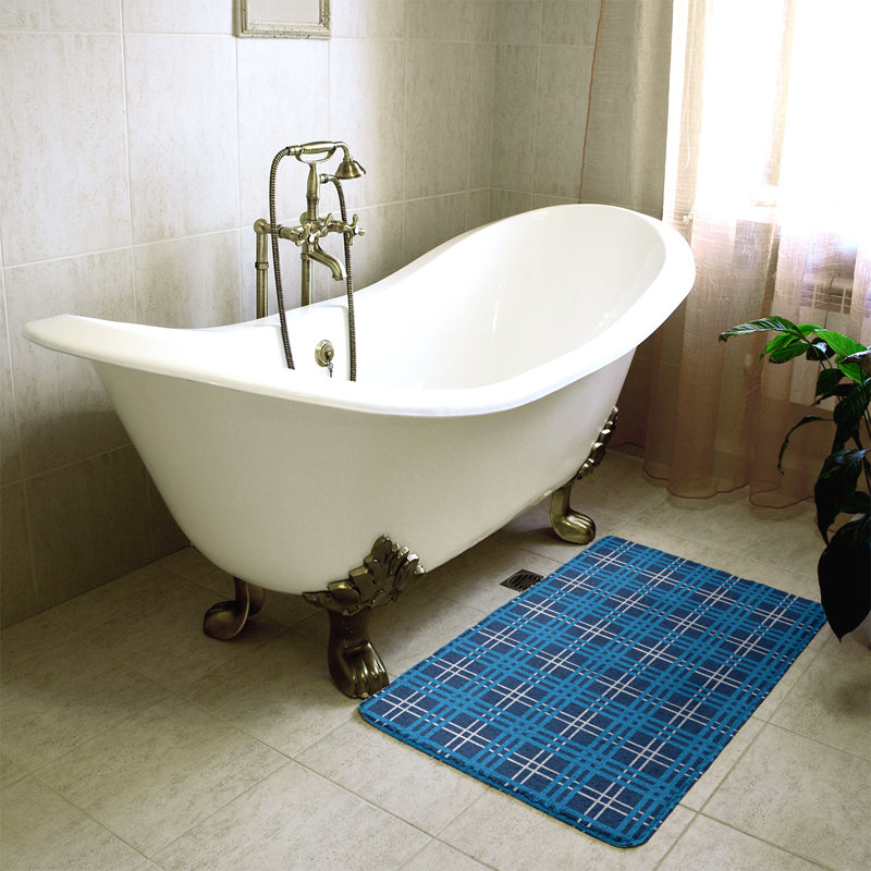 Tapis pour salle de bain Philadelphia, l 21 po x L 34 po, Bleu marine / Noir